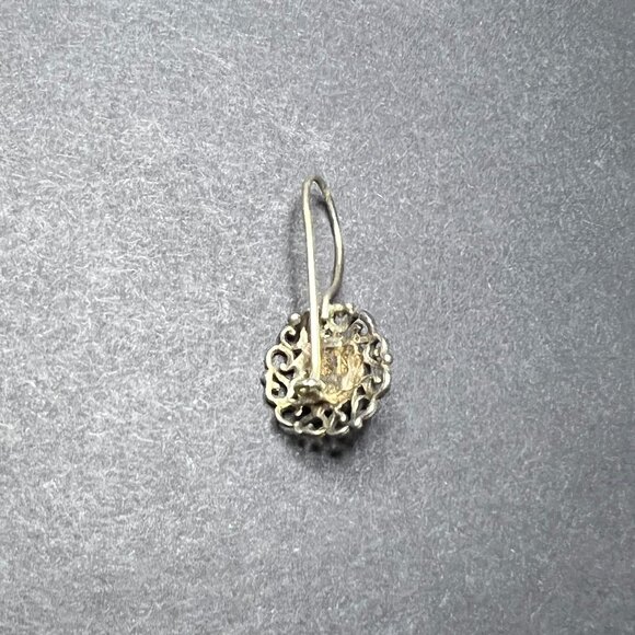 ONE Vintage 925 Sterling Silver Filigree MOP Mother of Pearl Dangle Earring 1.3g - Picture 4 of 6
